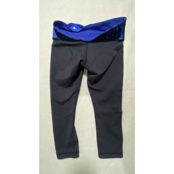 Lululemon Wunder Under Crop III Leggings 6 Reversible Black Sapphire Blue - Picture 3 of 10